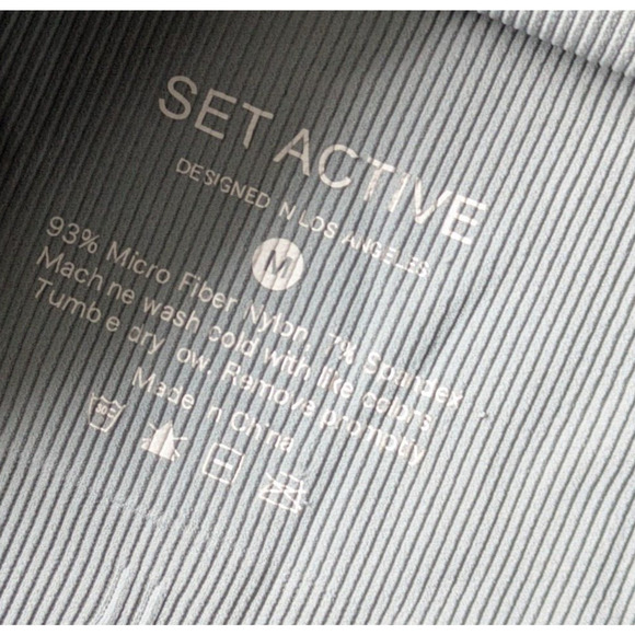Set Active Sculptflex Power Box Cut Bra Size Medium Ribbed Nylon Blue Gray - Picture 3 of 7